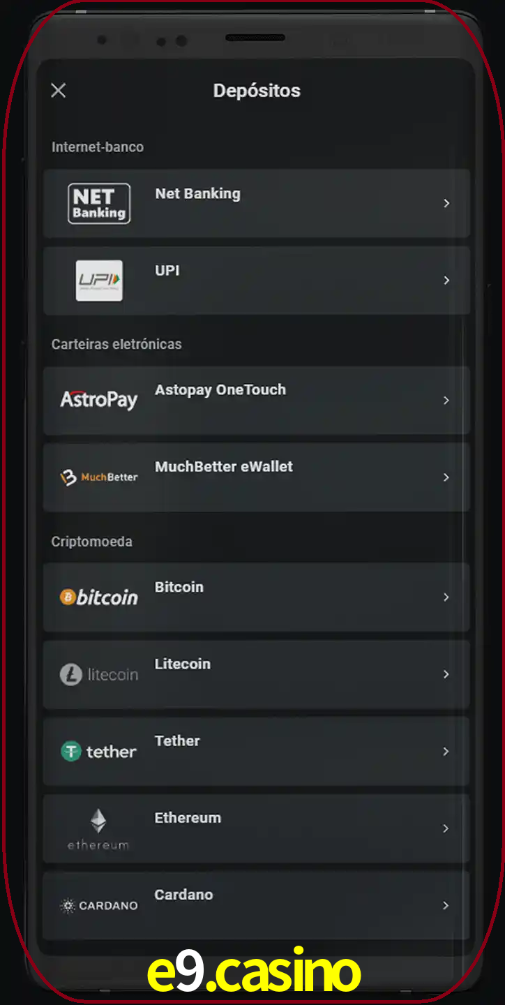 Você pode usar métodos alternativos de depósito.